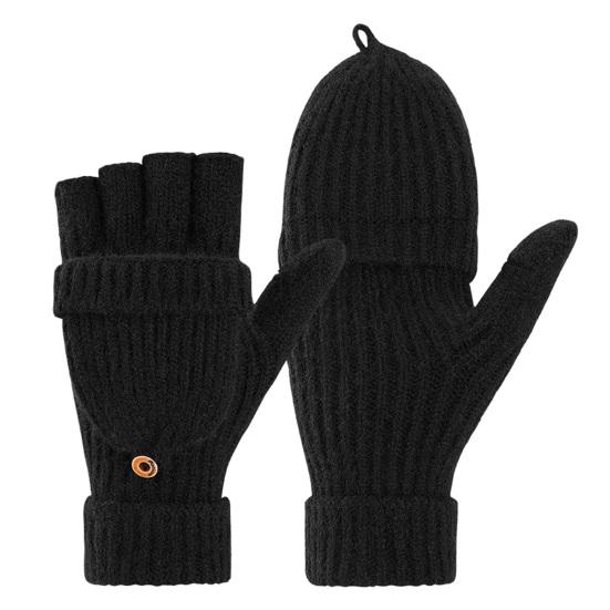Winter Knitted Fingerless Gloves Knit Convertible Mittens with Flip Cover Men Women Warm Mittens for Typing Driving Stocking Stuffers Gifts