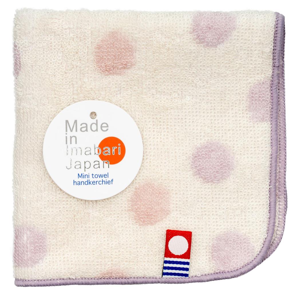 Nishio Imabari Handtuch Zertifiziertes Handtuch, Hergestellt in Japan, 100% Baumwolle, 20cm, Beidseitige Schlinge, Saugfähig, Pünktemuster, Imabari Mini-Handtuch