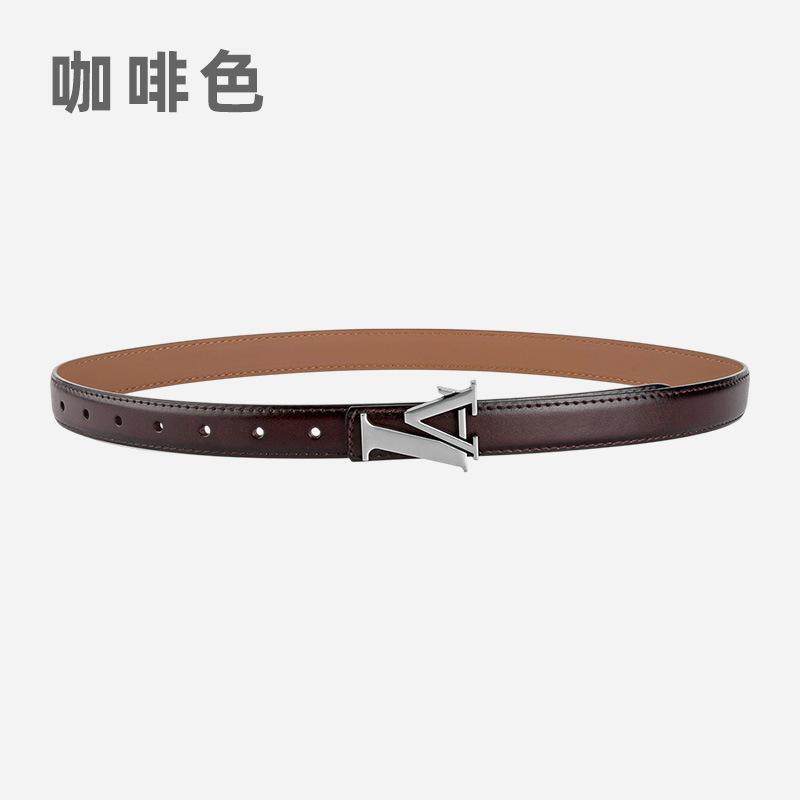 Alloy Alphabet Board Buckle Leather Belt Women'S Premium Pants Belt Women'S