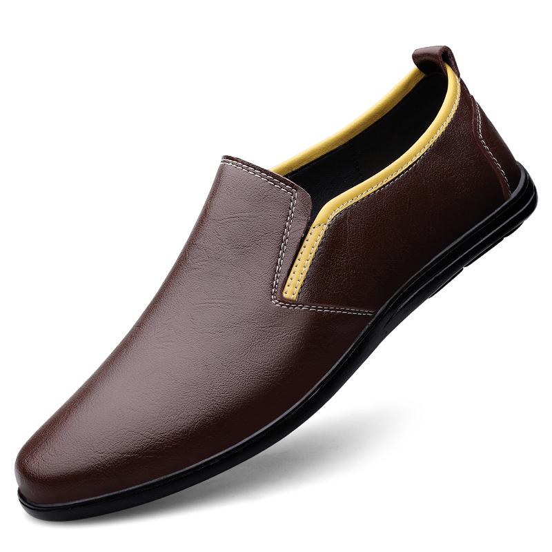 Genuine Leather Men Casual Shoes Fashion Slip On Formal Shoes Soft Comfy Lazy Shoes Loafers Lightweight Walking Shoes Mocassins