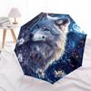1 PC Automatic Folding Umbrella - Wolf In Moonlit Pattern, Portable & Foldable Design with 8 Ribs, Christmas Birthday Gifts