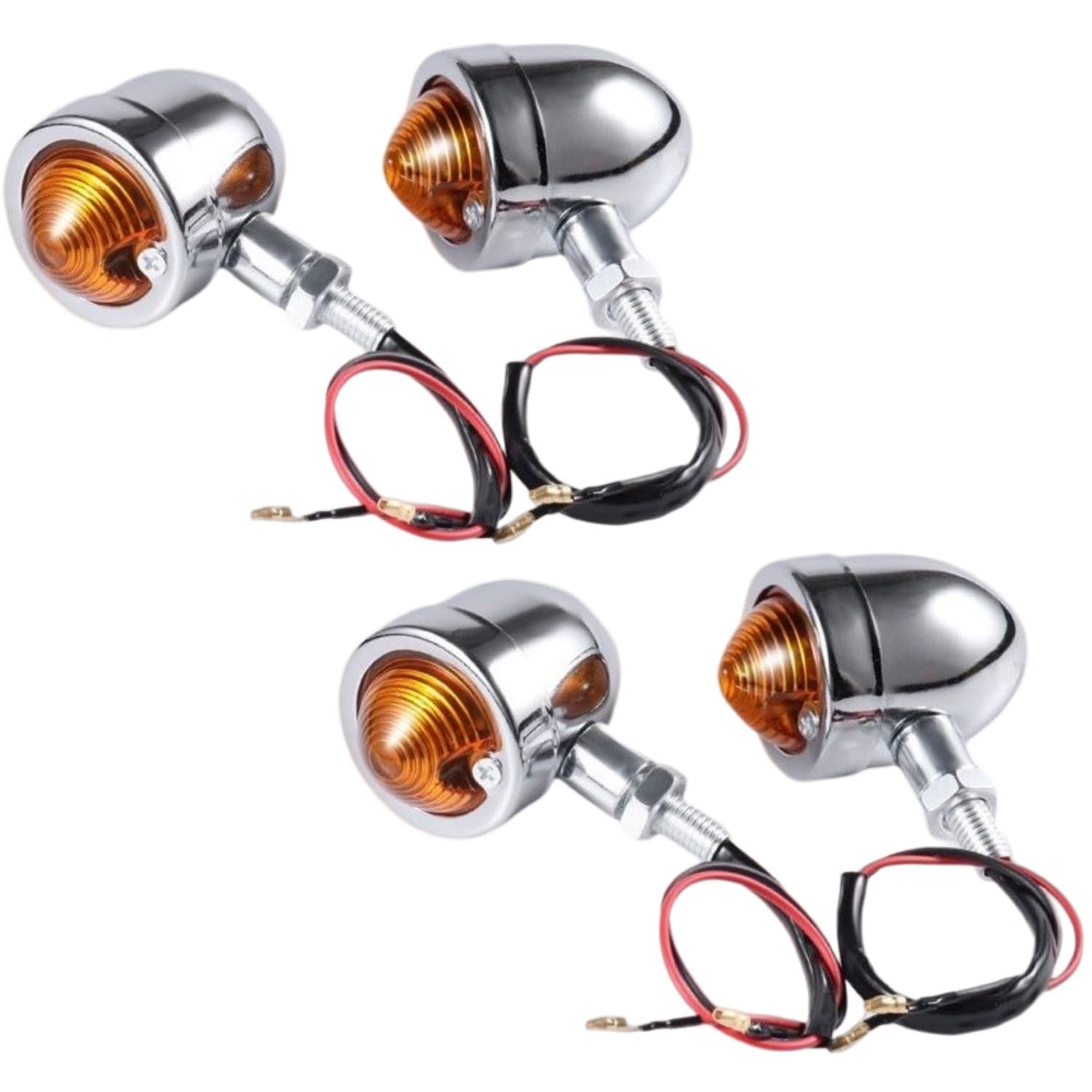 

FJmark Universal Black Silver Cannonball Type Mini Blink Signals American Retro Mini Turn Signals Set of 4 Front Rear (Silver) Set of 4 silver срібний