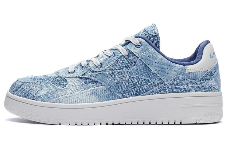 Li Ning Slip Resistant Abrasion Resistant Low top Skateboard Shoes Men's Blue AGCR293-2