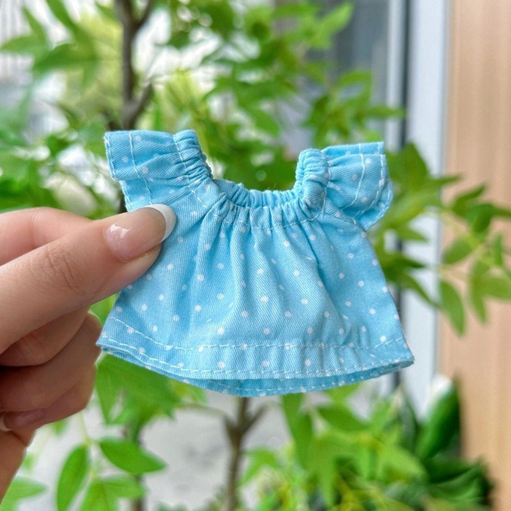 

Casual Wears Doll Jeans Dresses Multistyles Dot Printed Dresses Kids Toys for 10cm Cotton Dolls