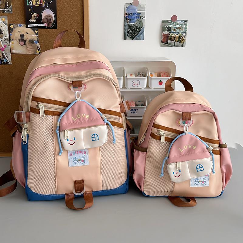 School bag versatile backpack new college style school bag female junior high school high school student large capacity color matching backpack male