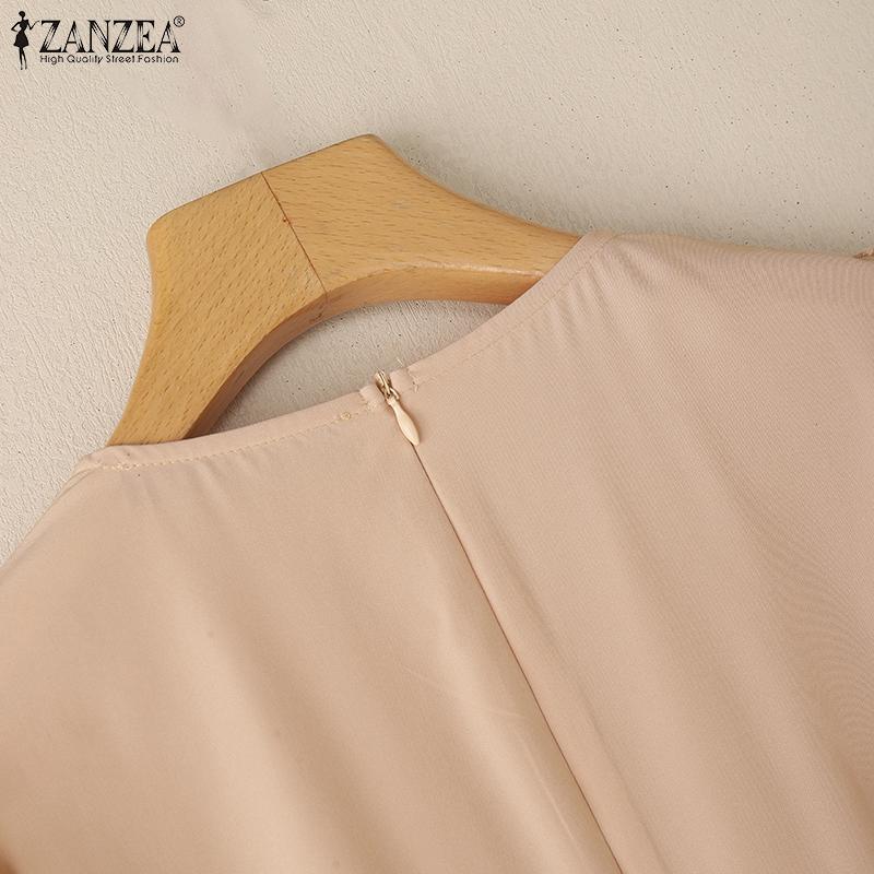 ZANZEA Womens Casual Embroidery Lace Patchwork Summer Short Sleeve Dress