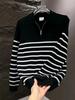 2025 Autumn Men's Thick Knit Sports Style Half-Zip Long Sleeve Loose Fit Sweater