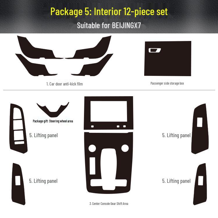BAIC BEIJING X7 Carbon Fiber Interior Trim Stickers