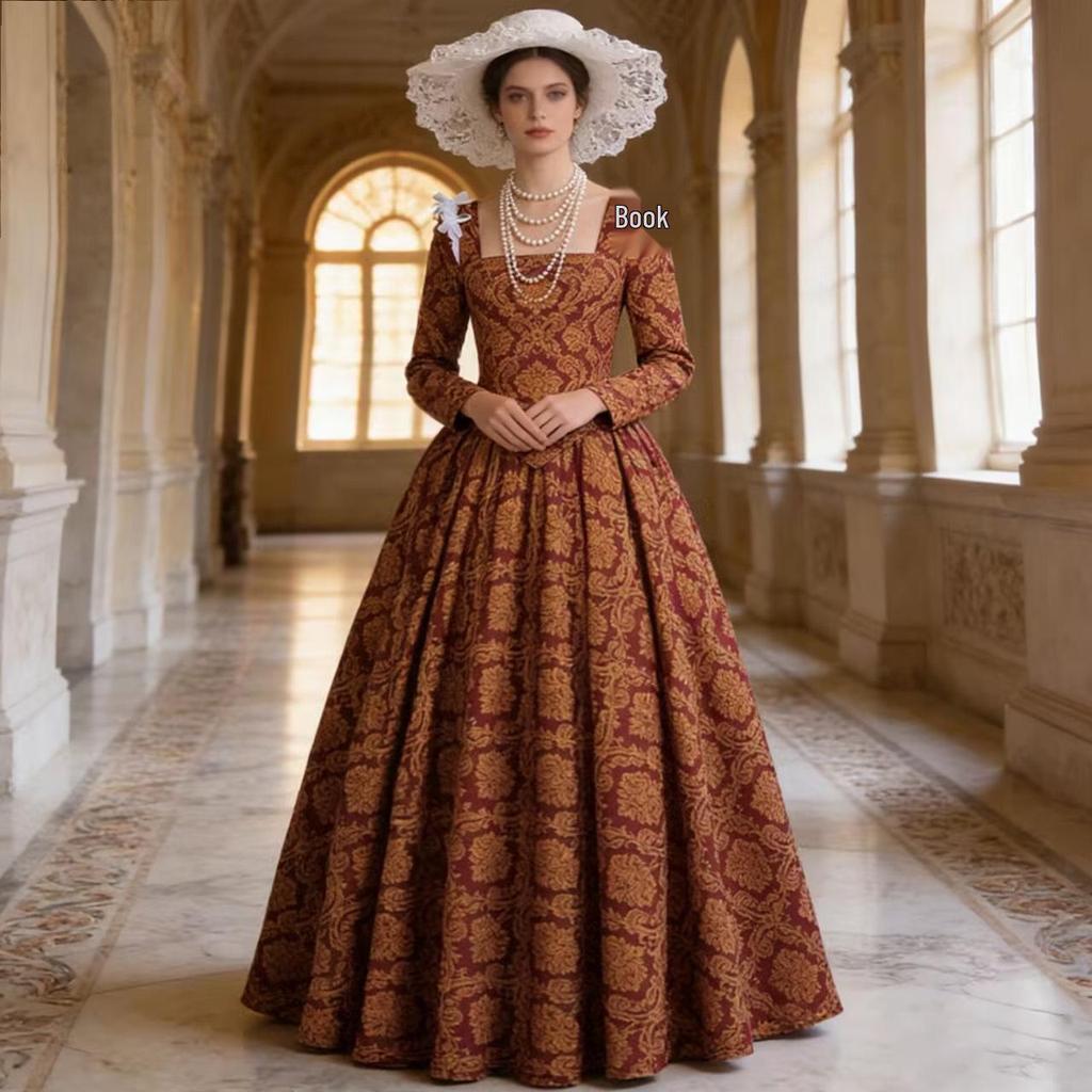 In-Stock Borgia Renaissance Queen Gown: Italian Medieval Long Dress