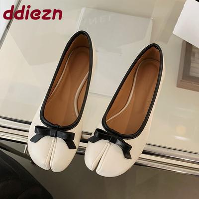 Mode Mode Seltsame Zehen Schuhe Flache Ballerinas Slipper für Damen Sommer Frühling Weiblich Schmetterlingsknoten Damen Ballerinas