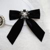 Velvet Memorial Black Bowknot Brooches Crystal Rhinestone Bow Tie Brooches  Dress Shirt Accessories