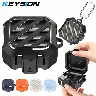 KEYSION Shockproof Earphone Case for Samsung Galaxy Buds 4 Pro Soft Silicone+PC Headphone Cover With Switch Hook for Galaxy Buds4 Pro