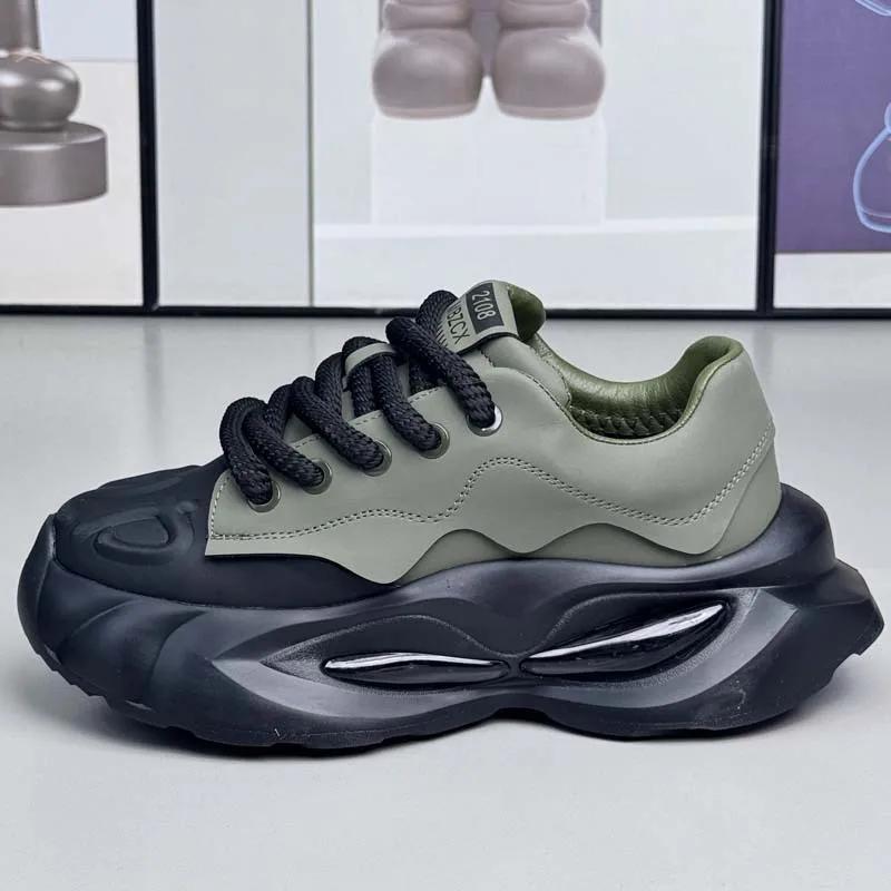

Fashion Classic platform Men s Shoes 2025 Height Lncrease Thinness Adolescent Student Bread Shoes Korean Fashion College Style Sneakers 39 зелёный