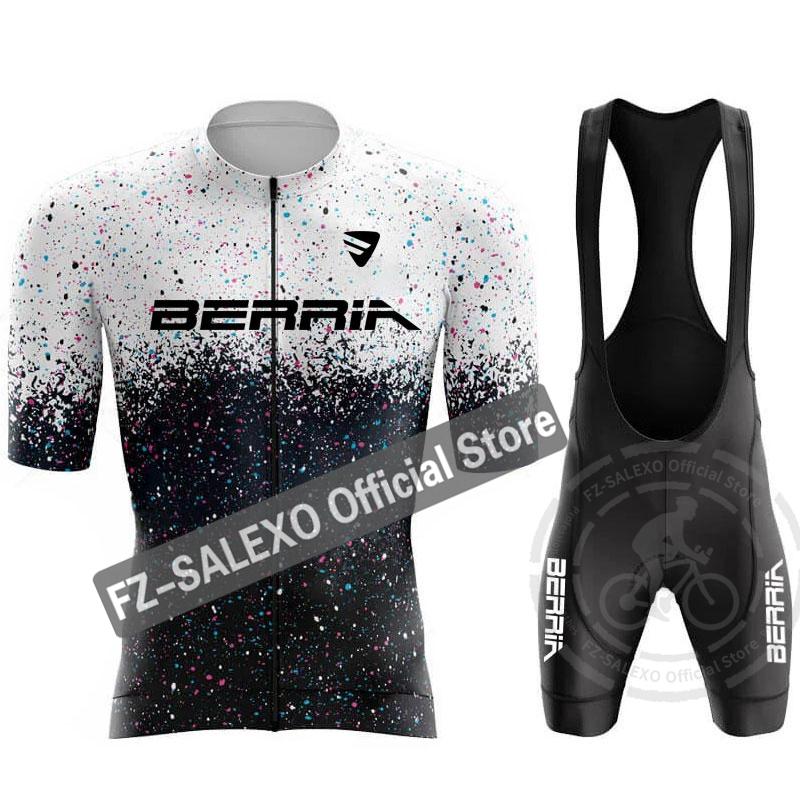 BERRIA Cycling Jersey Set 2024 Summer Men Star Point Cycling Clothing Short Bike Jersey Breathable Racing Sport Bicycle Jersey