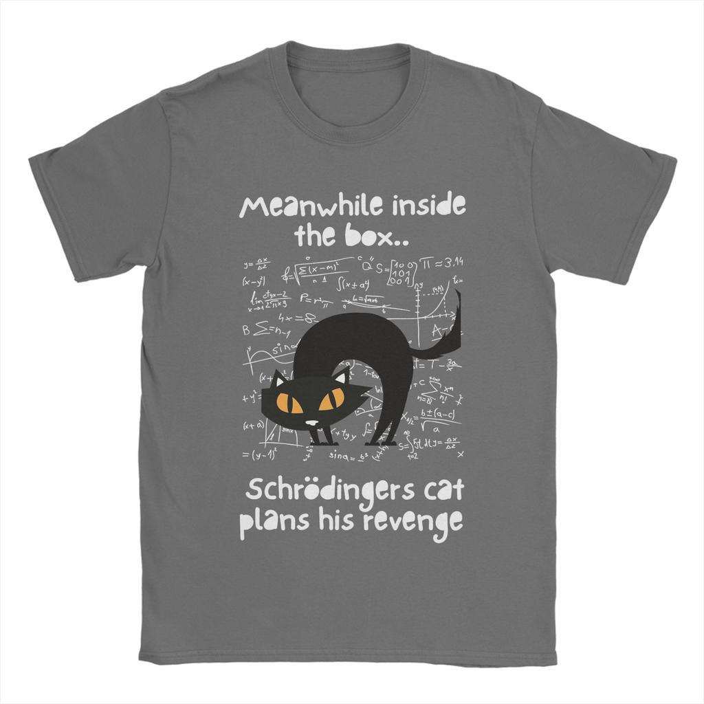 Schrödingers Katze Physik T-Shirts für Herren 100% Baumwolle Lustiges T-Shirt Rundhals Wissenschafts-Tees Kurzarm-Tops Übergröße
