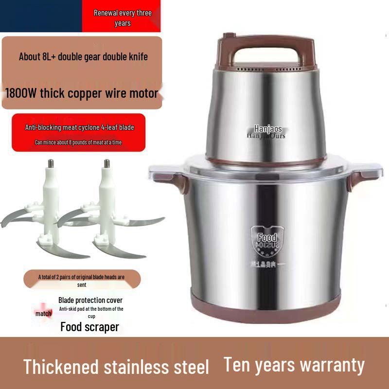 High-Power Multi-Functional Meat Grinder & Food Processor for Dough, Chili, Garlic, and Ginger