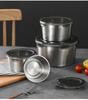 304 Stainless Steel Food Storage Container Set (4-Piece): Round, Sealed, Fresh-Keeping for Lunches, Camping, and Picnics.