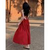 French Red Sexy Backless Suspender Dress Women's Summer Temperament Seaside Vacation Waist Slim Skirt