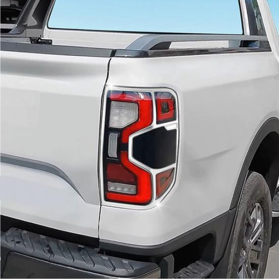 Fit For Ford Ranger -2025 ABS Chrome Look Rear Tail Light Lamp Cover Trim