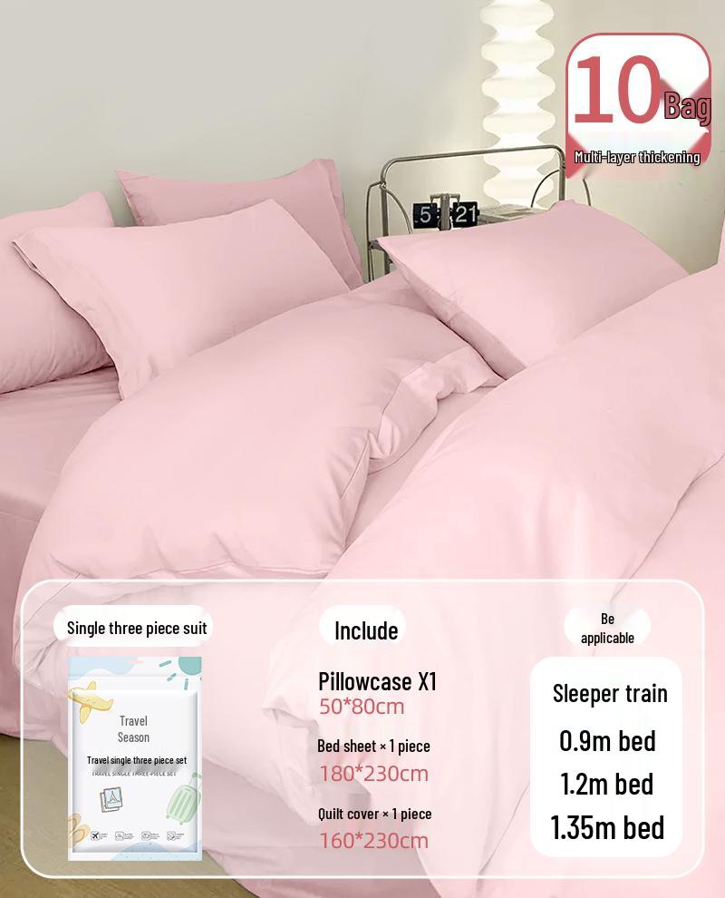 Portable Disposable Bed Sheet & Pillowcase Set: Anti-Dirty, Thickened Four-Piece Travel Kit for Double & Single Beds