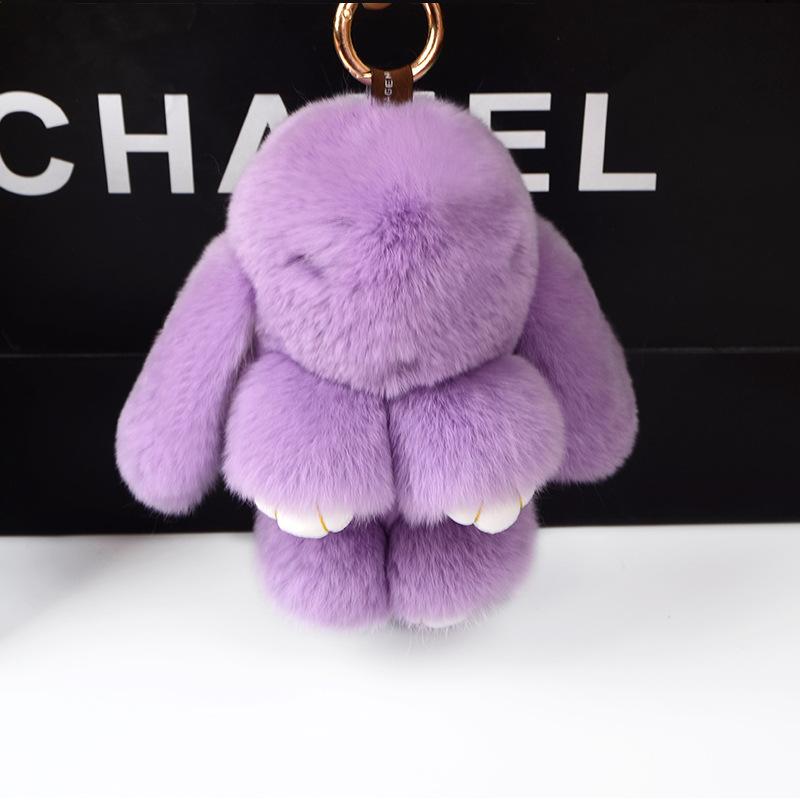 Three Model Size Rex Rabbit Fur Cute Fluffy Bunny Keychain Bag Toys Doll Lovely Keyring Pendant