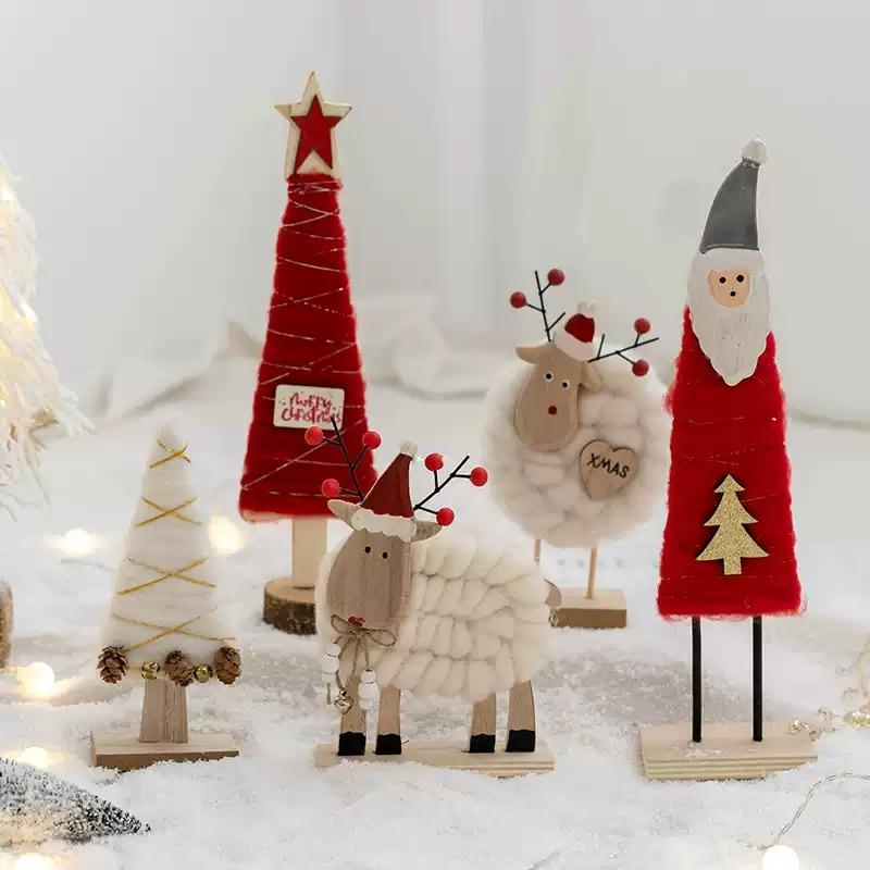 Christmas Wool Felt Ornaments Santa Claus Reindeer Snowman for Xmas Tree Tabletop Window Display Kids Gift Set
