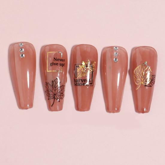 2 Sheets Strong Art Self-Adhesive Sticker Gloss Nail Non-Fading DIY Stickiness Butterfly Maple Leaf Manicure