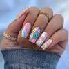 Press-On Nail Tips - 5 Designs: Smile, Clouds, White Flowers, Rainbow, Slanted Edge - Detachable