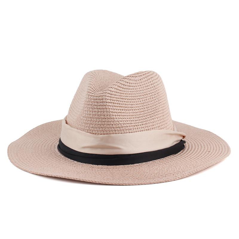 Spring and summer new women's fashion British top hat Panama straw hat outdoor travel sun hat Beach sun hat