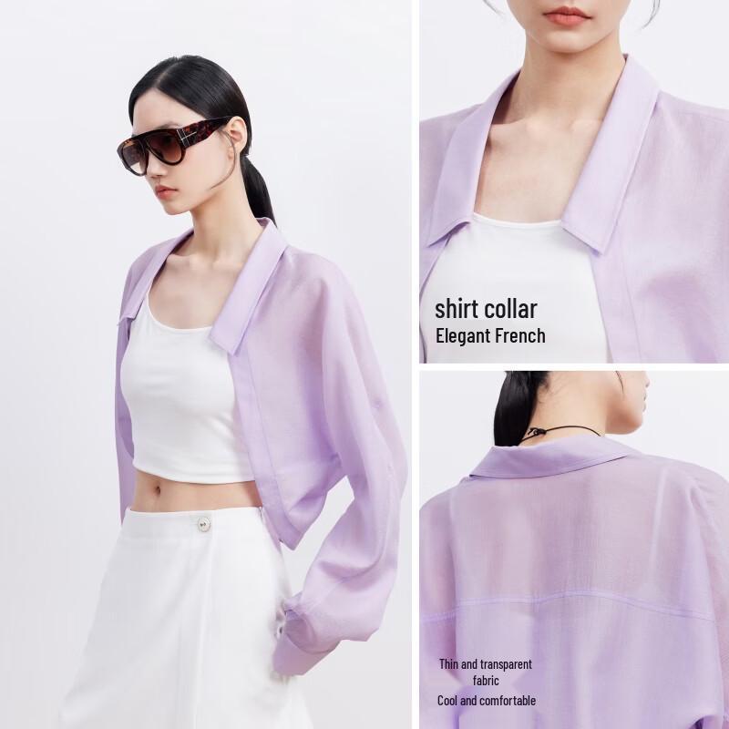 VEROMODA Women's Lyocell Blend Semi-Sheer O-Neck Shirt