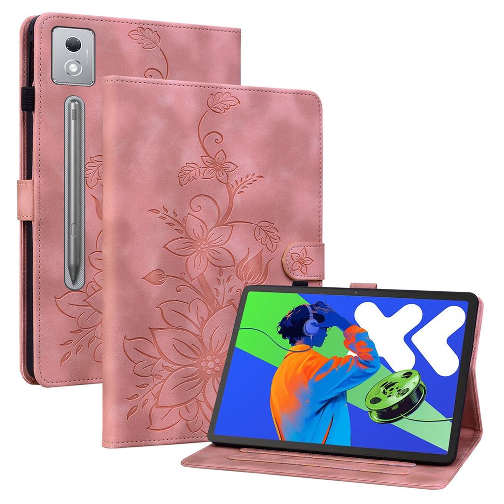 For Lenovo Tab P12 Pro 12.7 2025/Xiaoxin Pad Pro 12.7 (2025) Case Lily Flower Imprint Card Slots Leather Tablet Cover
