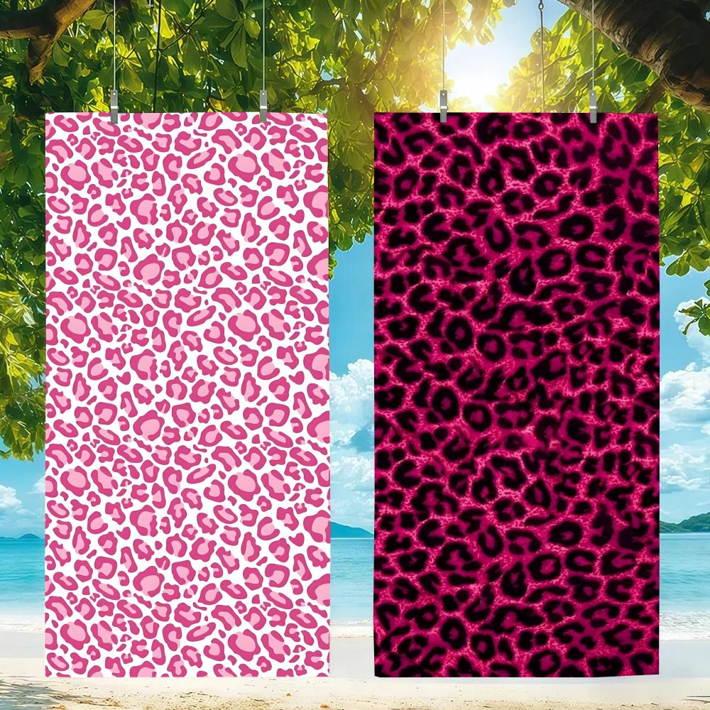 Pattern P-Pink Leopard Lip Print Towel Microfiber beach towel, quick-dry, sand-free, ultra-fine fiber, super soft.