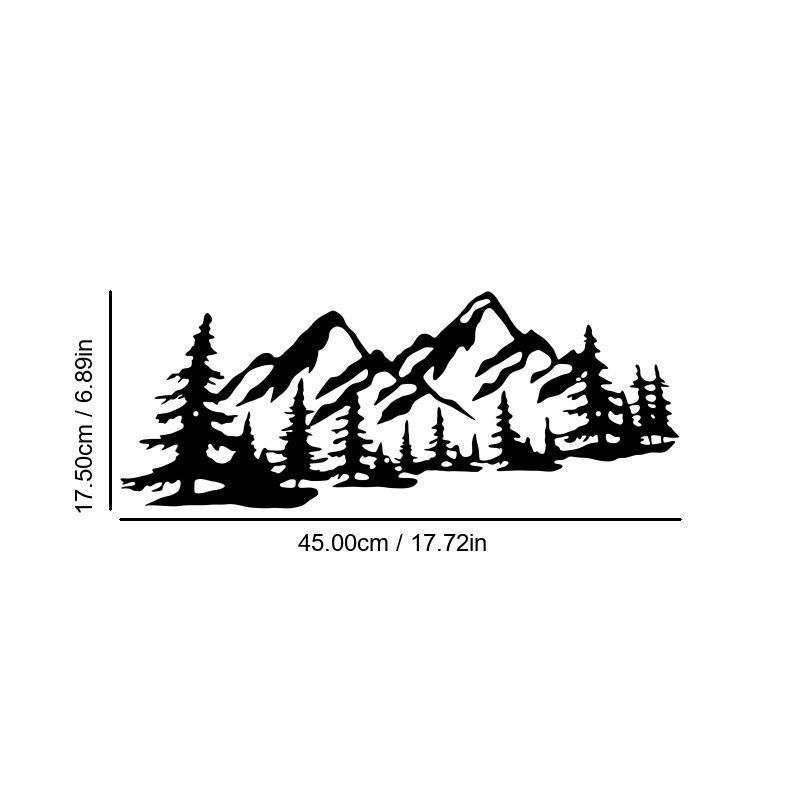 Mountain View Laser-Cut Black Iron Silhouette Wall Decoration