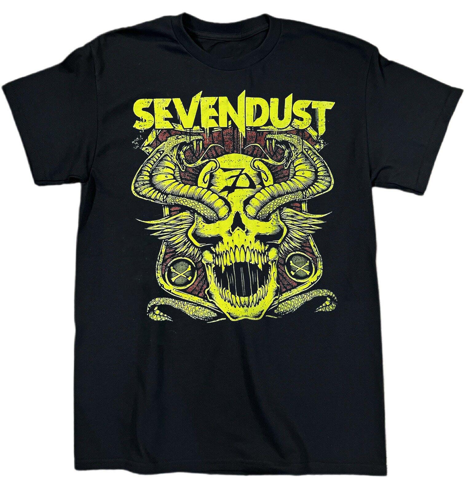 Retro Sevendust Band Short Sleeve Cotton Black T Shirt All Size UR346 L