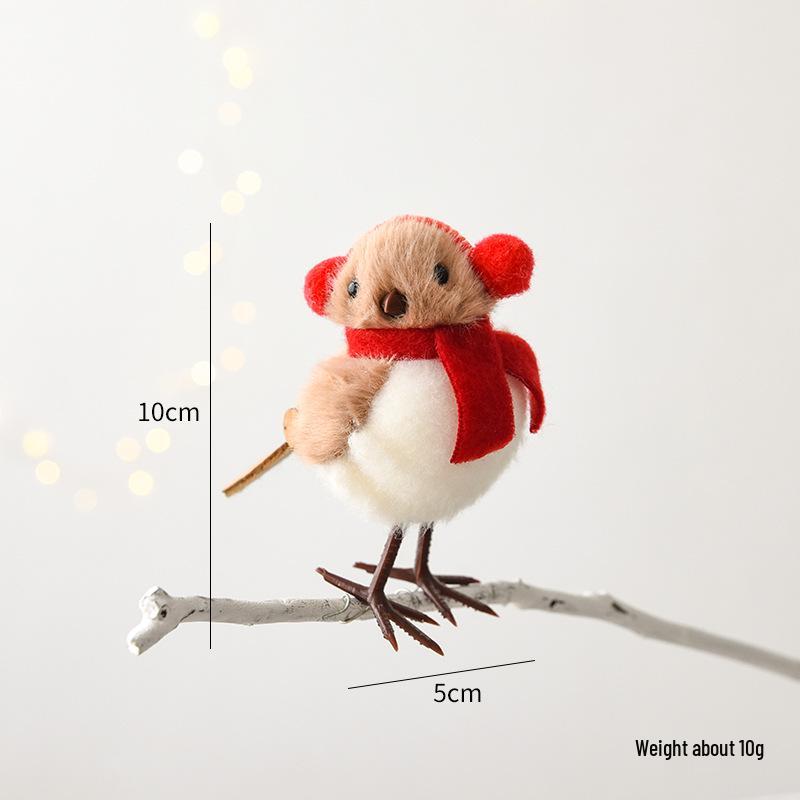 NUCHI Christmas Decoration: Plush Foam Bird Ornament for Tree