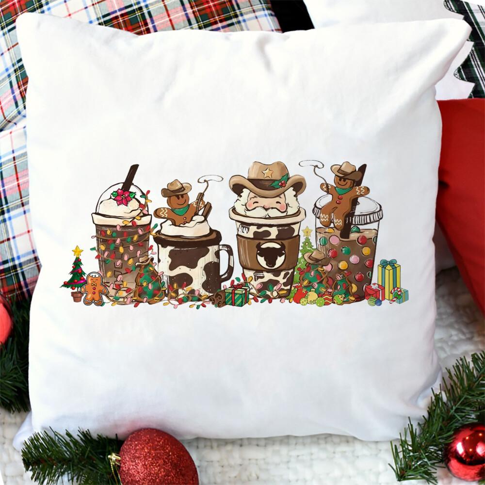 Merry Christmas Print Pillow Case Cute Santa Pattern Cushion Cover Presents for Famliy Kids Baby Room Decor