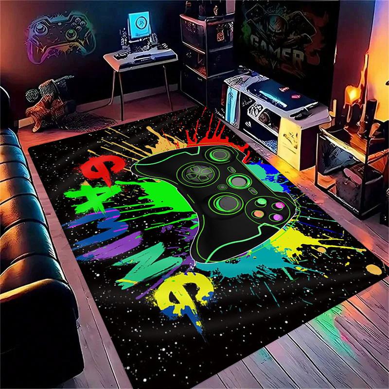 Gaming for Boys Room Gamer Casual Carpet with Controller Design Rug for Game Room Bedroom Decor Machine Washab Mat