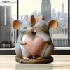2D Flat Acrylic Mouse and Heart-shaped Decoration, Indoor and Outdoor Decoration - No Battery/electricity Required, Free Day Decoration, S