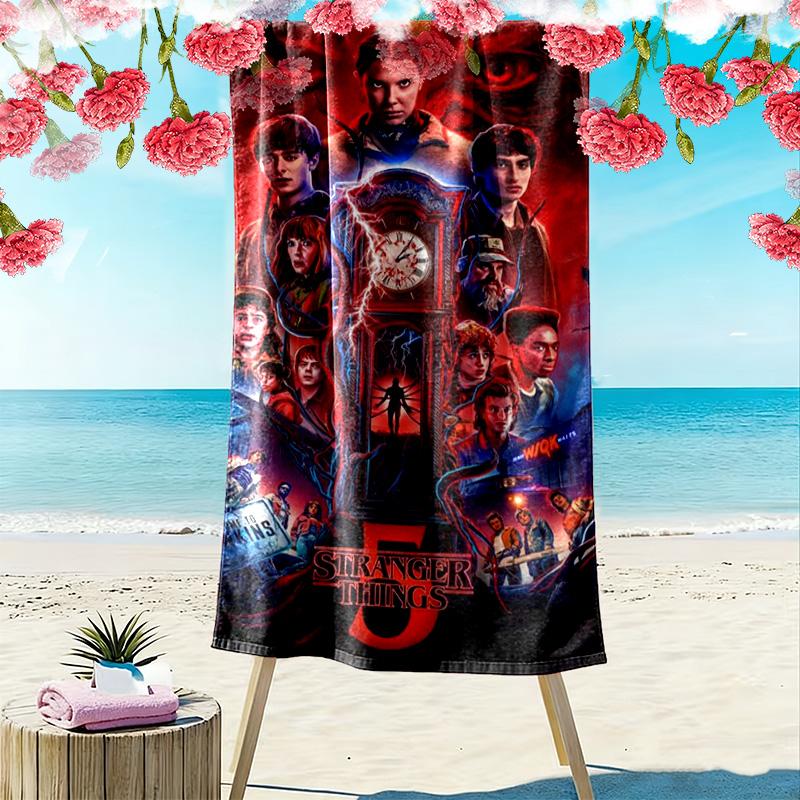 Stranger Supernatural Things Print Beach Towel, Large Soft Quick Dry Towel for Beach Camping Swimming