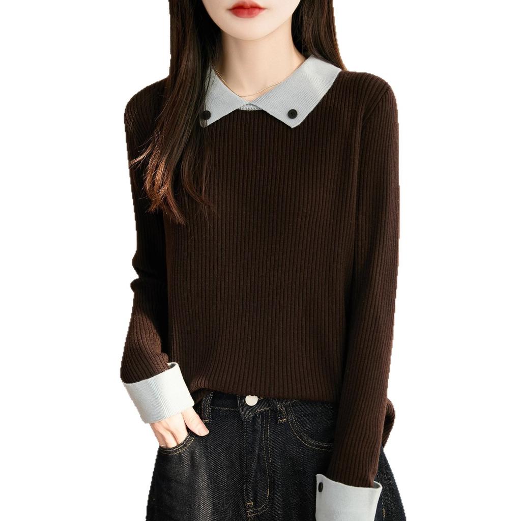 Collarless Long-sleeved Business-style Sweater with Soft and Comfortable Texture, Suitable for All Seasons and Versatile for Various Occasions.
