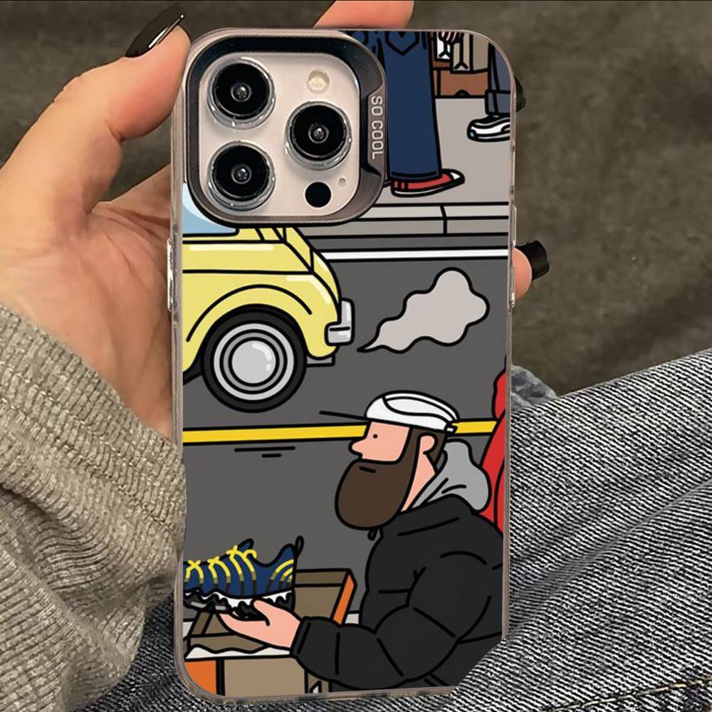 

Deluxe Cartoon Man Phone Case For iPhone 17 16 15 14 13 12 11 XS XR X Pro Max Plus Colored Silver Plated Cover iPhone 13 pro