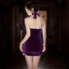 Night Listening Fragrant Erotic Underwear Sexy Purple Cheongsam Pure Desire Temptation Uniform Small Chest Free Pajama Set