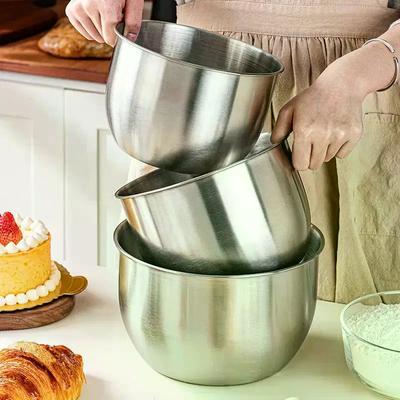 Stainless Steel Mixing Bowl Deep Design Cooking Baking Cake Bread Salad Egg Beater Basin Fruit Container Kitchen Cooking Tools