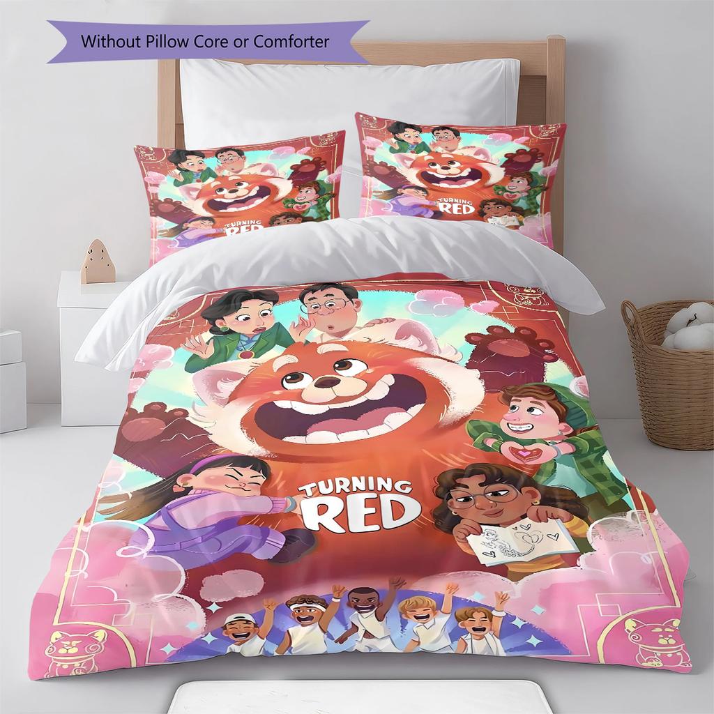 Cartoon Red Panda Pattern Bedding Quilt Set Quilt Cover Pillowcase Home Decoration Gift (1 * duvet cover + 2 * pillowcase, without core)