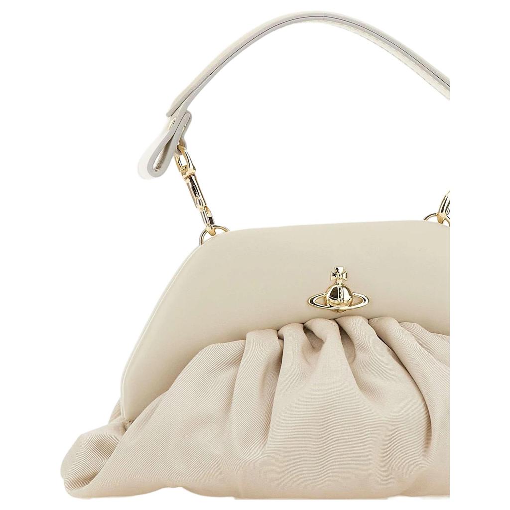 Vivienne Westwood Brooke Clutch Brand Logo Viscose Handbag Women handbags Cream 49030001WW01F4A408