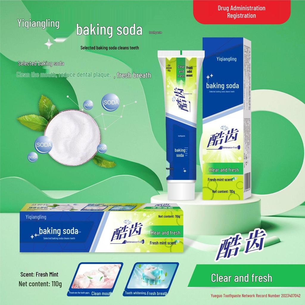 Whitening Baking Soda Toothpaste for Yellow Stain and Bad Breath Removal - Fresh Breath for Adults