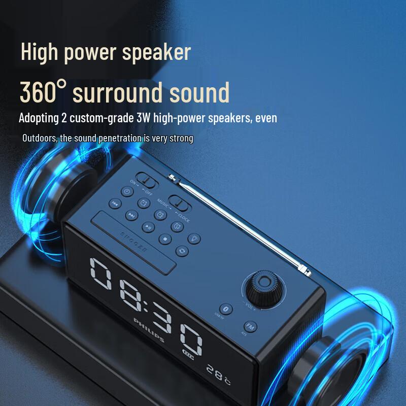 Philips TAR3578 Alarm Clock Radio with Bluetooth Speaker and Night Light CN plug (adapter included)