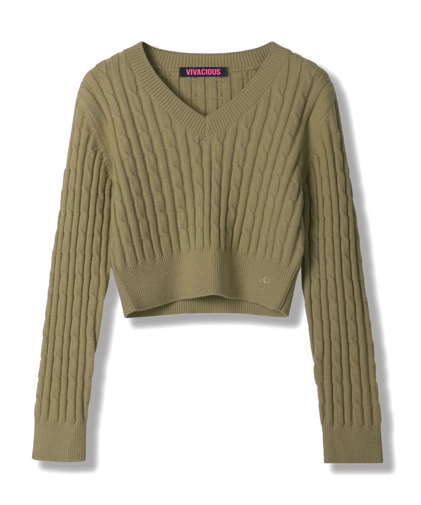 VIVACIOUS V-Neck Cable Knit_7Colors
