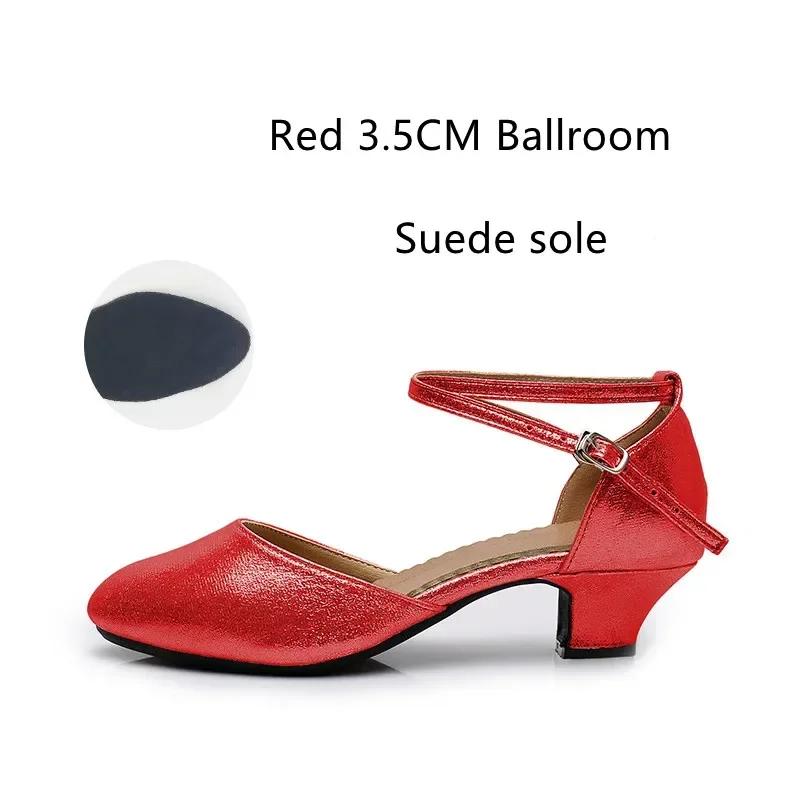 Zapatos Estándar para Mujer Nuevos Zapatos de Baile de Salón para Mujer con Perlas Punta Cerrada Zapatos de Salsa Suela Blanda de Goma Tacones Bajos para Danza Moderna