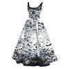 Maxi Abito da Donna Oversize con Stampa di Halloween - Collo Senza Maniche Casual Lungo per Feste